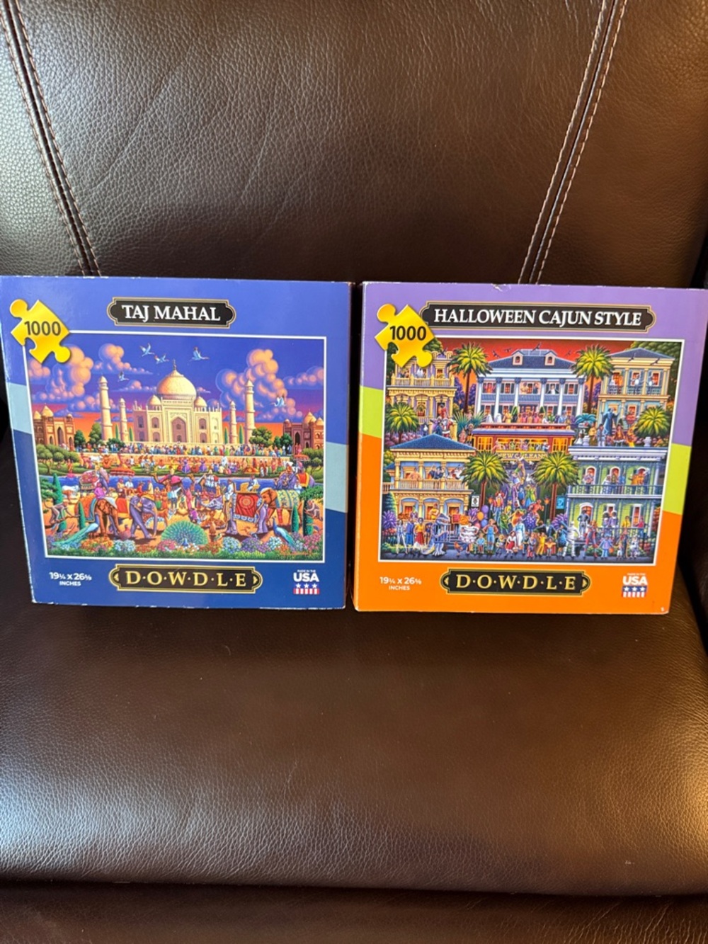 Bundle of 2 DOWDLE 1000-Piece Puzzle - Taj Mahal & Halloween Cajun Style